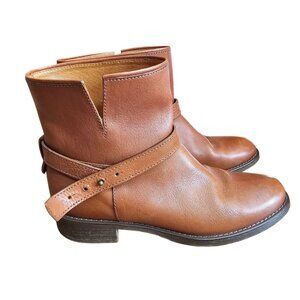 Madewell 'The Biker‎ Boot' Womens Leather Brown Ankle Strap Detail Cognac Size 8
